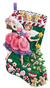 Bucilla 18-Inch Christmas Stocking Felt Applique Kit, Sugar Plum Fairy