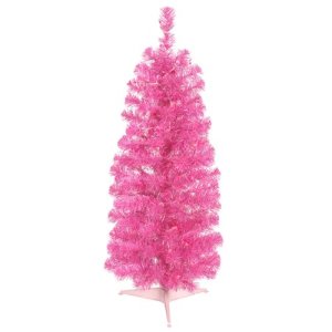 2' Pre-Lit Sparkling Pink Pencil Artificial Christmas Tree - Pink Lights