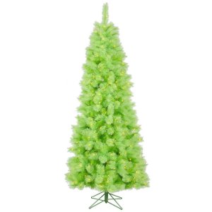 Vickerman 26690 - 7.5' x 40" Lime Cashmere 400 Green DuraLit Miniature Lights Christmas Tree (A121376) | Holly Jolly Holidays