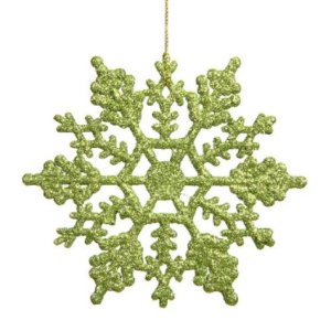 Vickerman Plastic Glitter Snowflake, 4-Inch, Lime, 24 Per Box | Holly Jolly Holidays