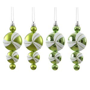 Set of 16 Lime Green and White Candy Dangle Christmas Ornaments 6" | Holly Jolly Holidays