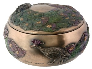 Roll over image to zoom in Art Nouveau Collectible Peacock Box Collectible Figure Container