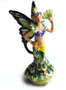 Peacock Fairy Enamel & Crystal Handpainted Trinket Box 3408