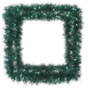 Vickerman 32971 - 30" Aqua Tinsel Square 50 Teal Miniature Lights Christmas Wreath