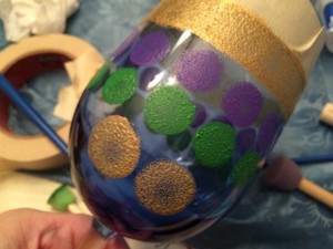 Hand Painted Mardi Gras Wine Glass Tutorial-STEP FIVE