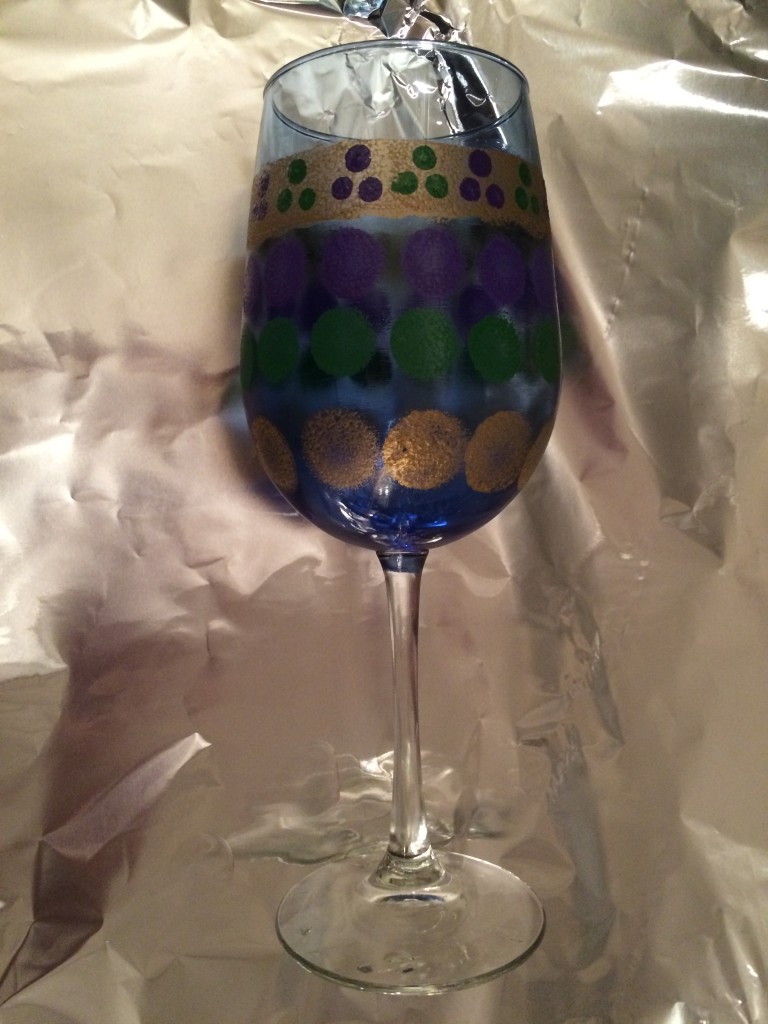 Hand Painted Mardi Gras Wine Glass Tutorial-STEP NINE