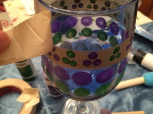 Hand Painted Mardi Gras Wine Glass Tutorial-STEP SEVEN