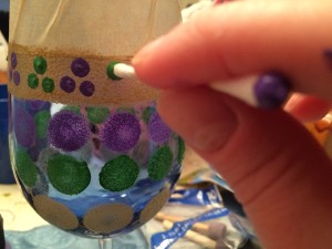 Hand Painted Mardi Gras Wine Glass Tutorial-STEP SIX (B)