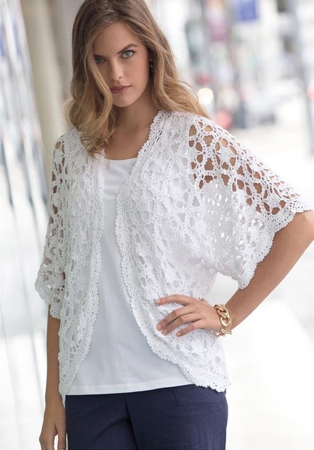 Jessica London Plus Size Crochet Cardigan