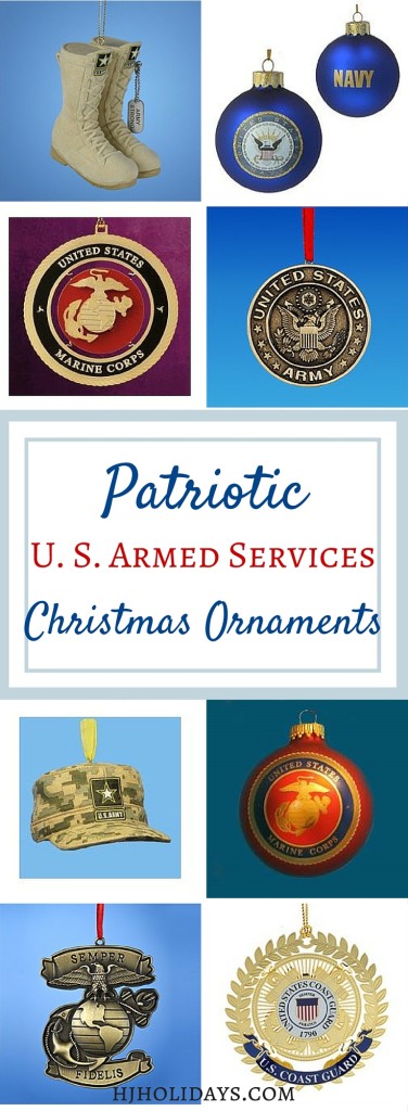 Patriotic U. S. Armed Services Christmas Ornaments