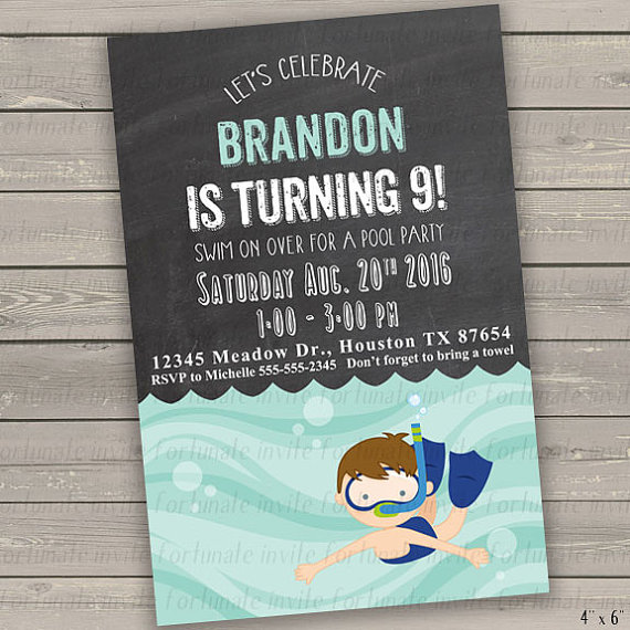 Printable Pool Party Invitations for Kids