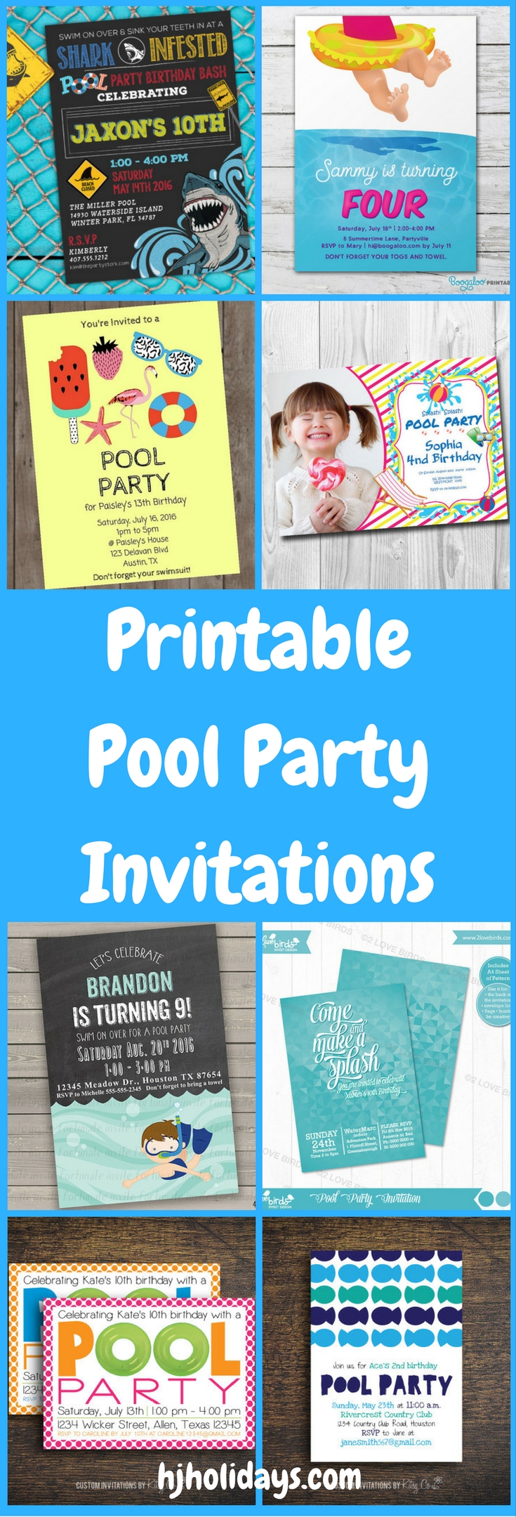 Printable Pool Party Invitations