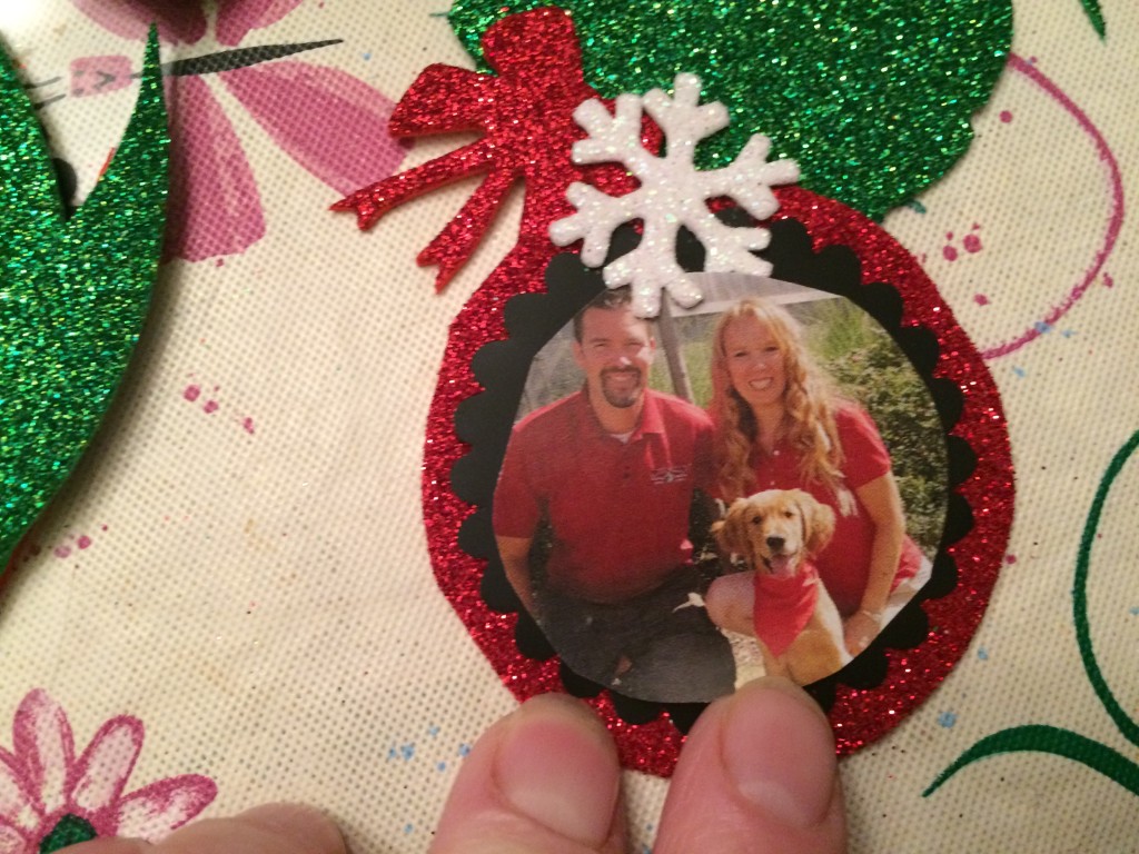 Red and Black Circle Ornament with Snowflake