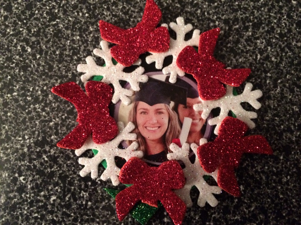 White Snowflake and Red Bows Ornament
