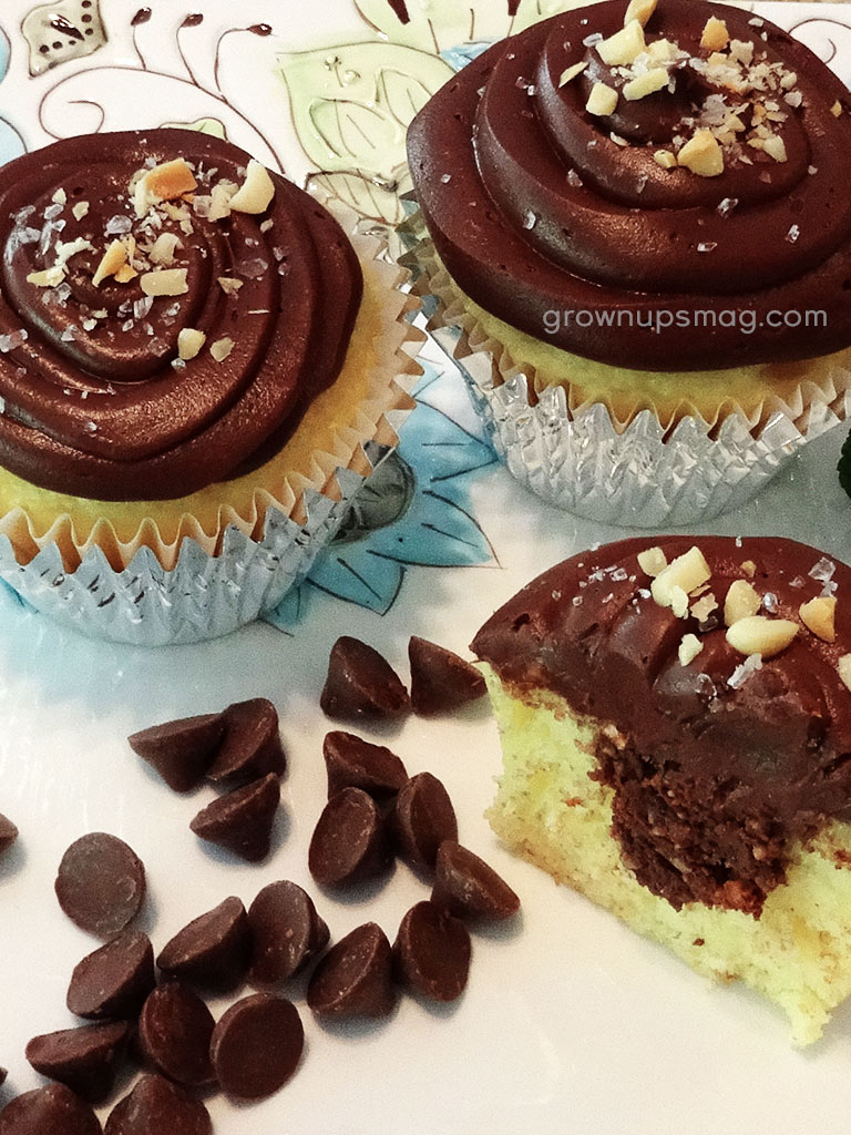 Divinely Decadent Salted Caramel, Macadamia & Chocolate Cupcakes