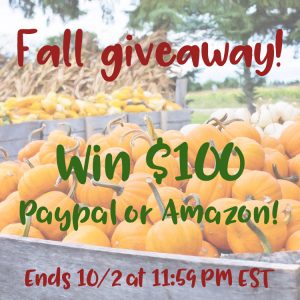 Fall Twitter Giveaway $100 PayPal or Amazon